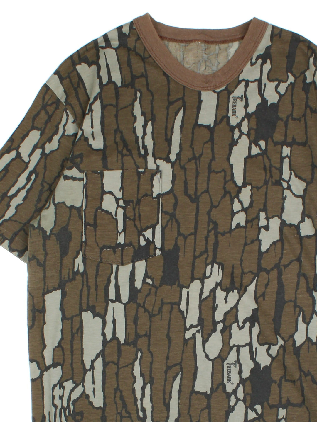 Vintage Camo T-Shirt in the green colourway with Trebark camo print and small pocket on the front.