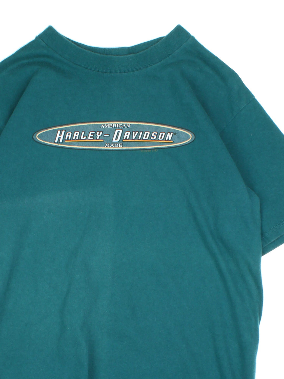 Harley-Davidson T-Shirt in a green colourway, features small logo across the front and larger graphic on the back.