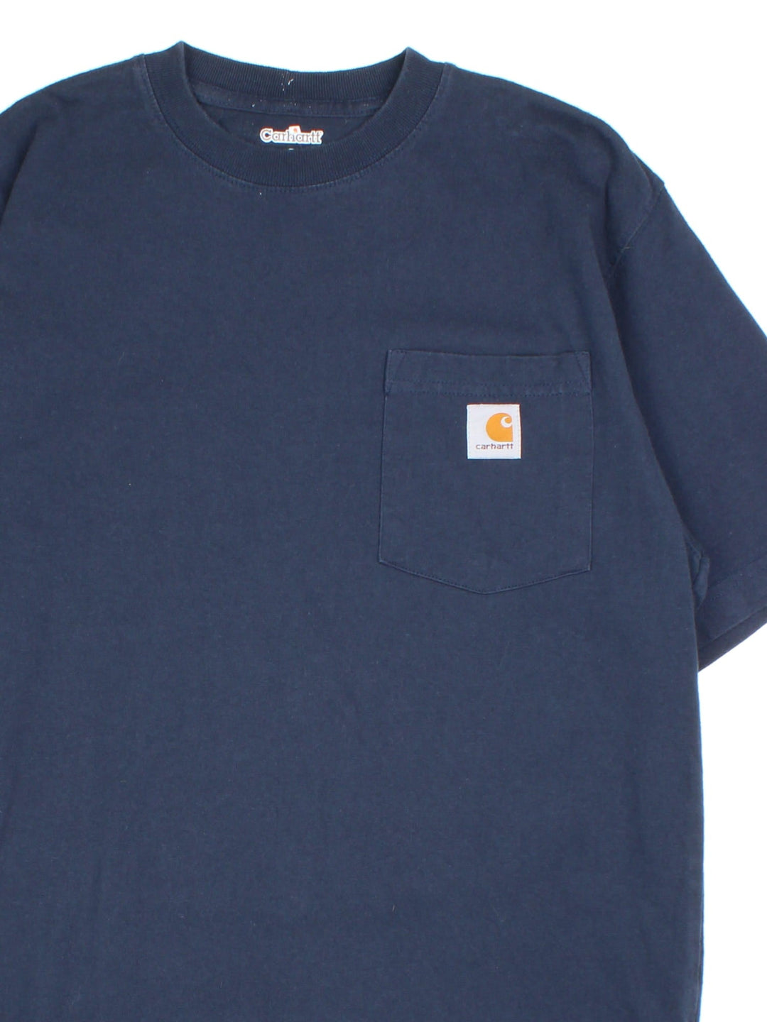 Carhartt T-Shirt in a blue colourway, features pocket on the front and small classic logo.