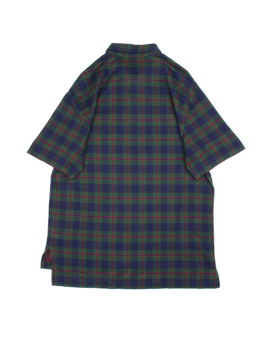 Ralph Lauren Polo Shirt in a green colourway with checked pattern. features a button up and small pocket on the front.