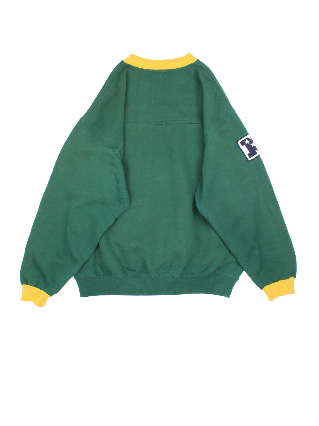 Lee Sport Green Bay Packers Sweatshirt in a green colourway with large logo and graphic on the front and yellow trim around collar and sleeves