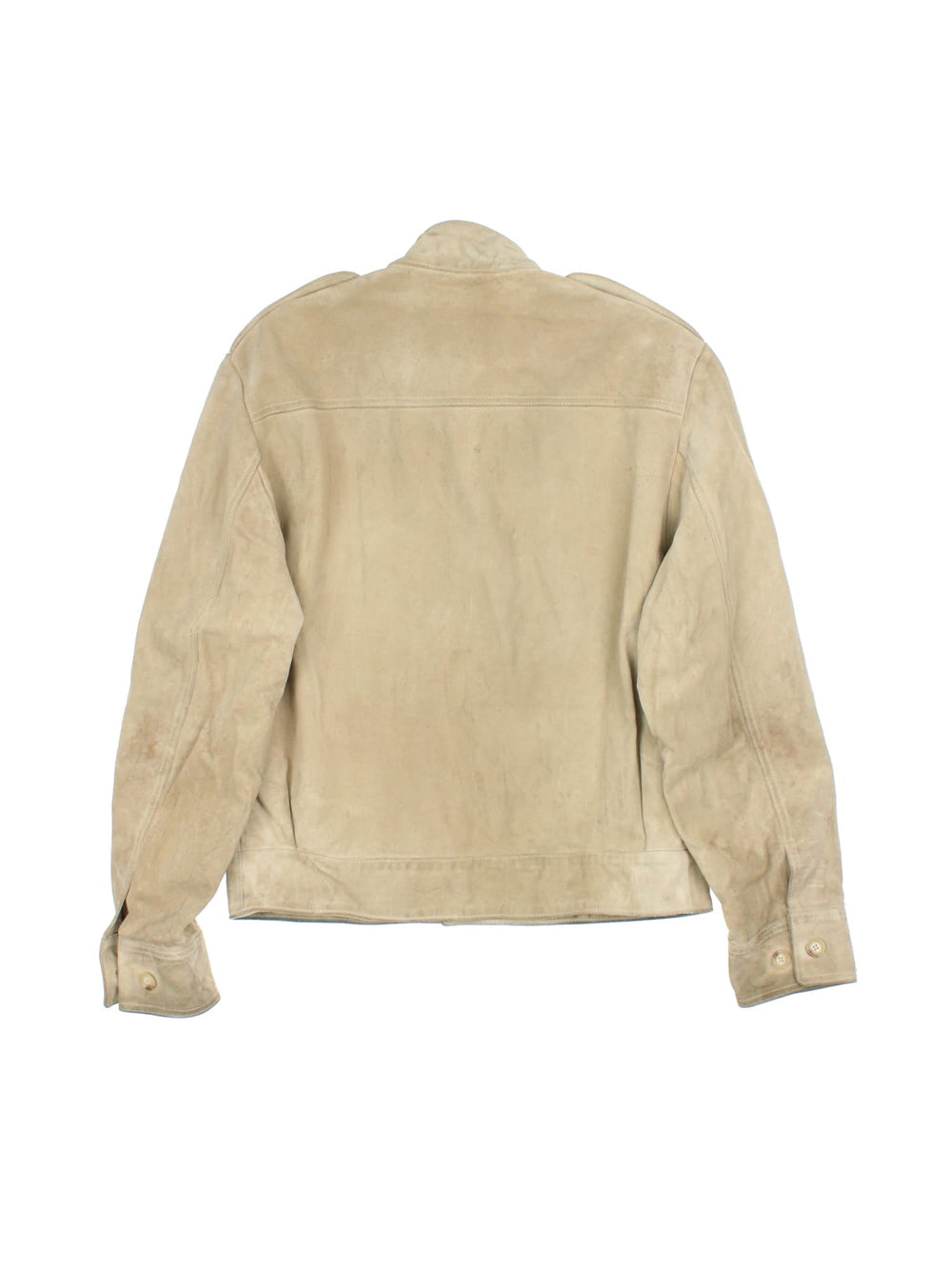 Vintage Ralph Lauren Suede Jacket in a tan colourway, button up fastening with front patch pockets and shoulder lapels.