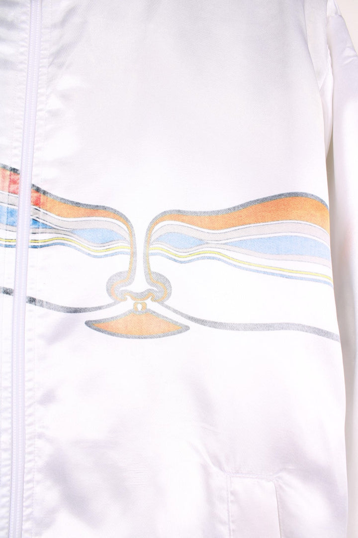 Vintage 80s Adidas Ivan Lendl The Face satin tennis Tracksuit top with toweling lining. Features embroidered logo on the chest. 