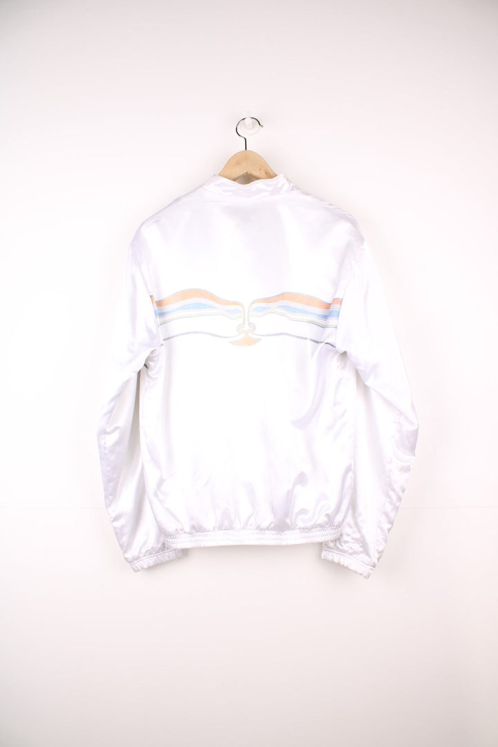 Vintage 80s Adidas Ivan Lendl The Face satin tennis Tracksuit top with toweling lining. Features embroidered logo on the chest. 