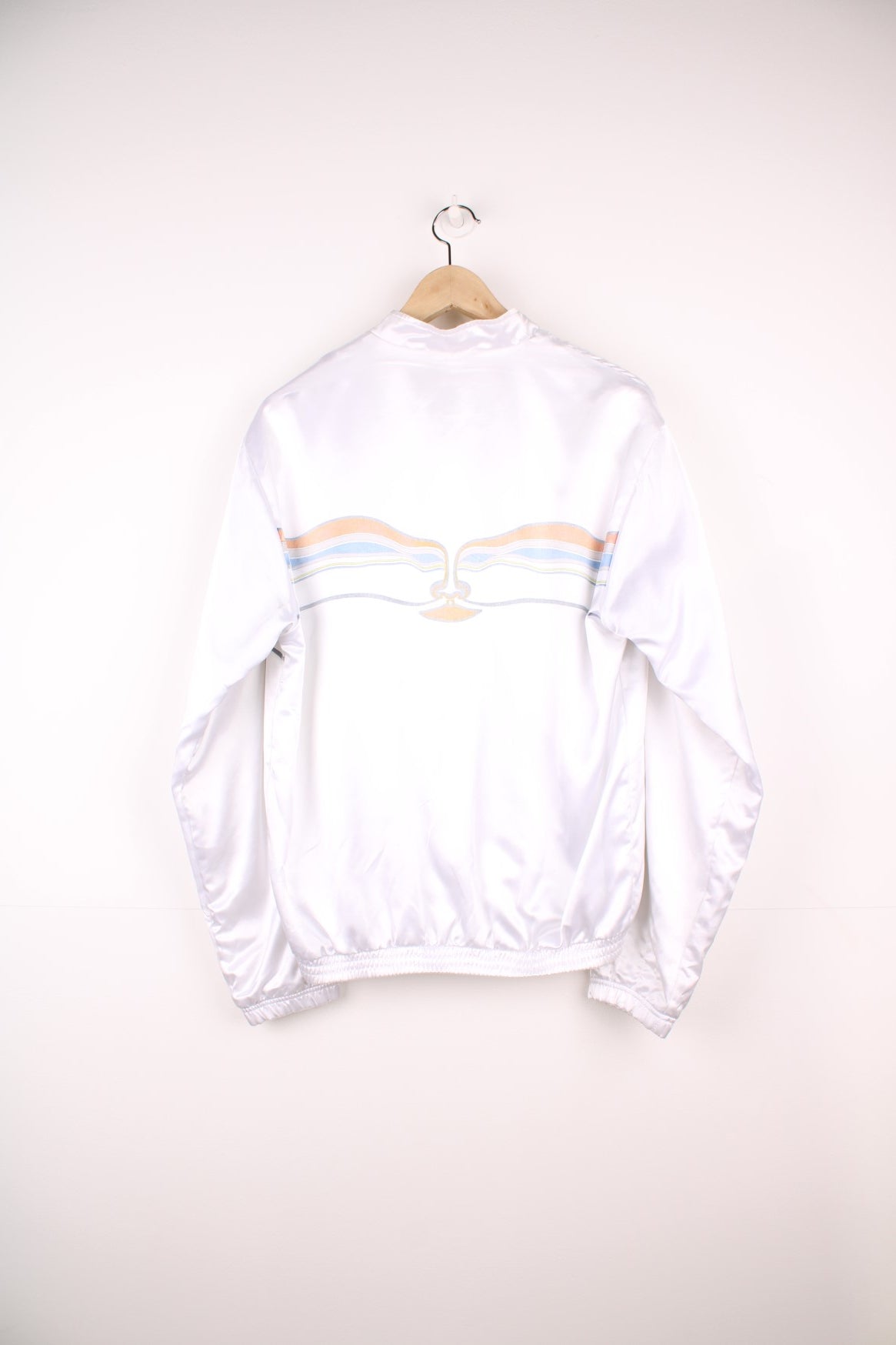 Vintage 80s Adidas Ivan Lendl The Face satin tennis Tracksuit top with toweling lining. Features embroidered logo on the chest. 