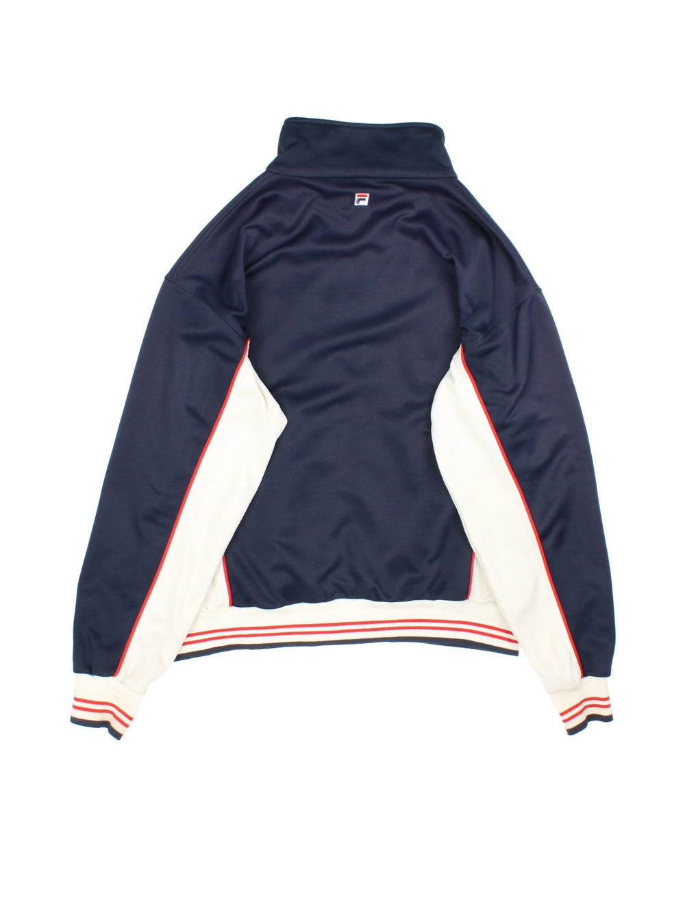 Vintage Fila Tracksuit Jacket in a blue, red and white colourway. Zips up and has side pockets, and the logos embroidered on the front.