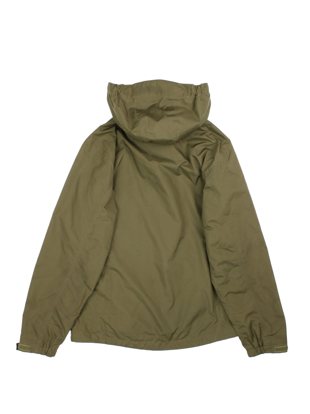 Patagonia Rain Shell Jacket in a khaki green colourway. Zips up and has multiple pockets, mesh lining, and has the logo embroidered on the front.