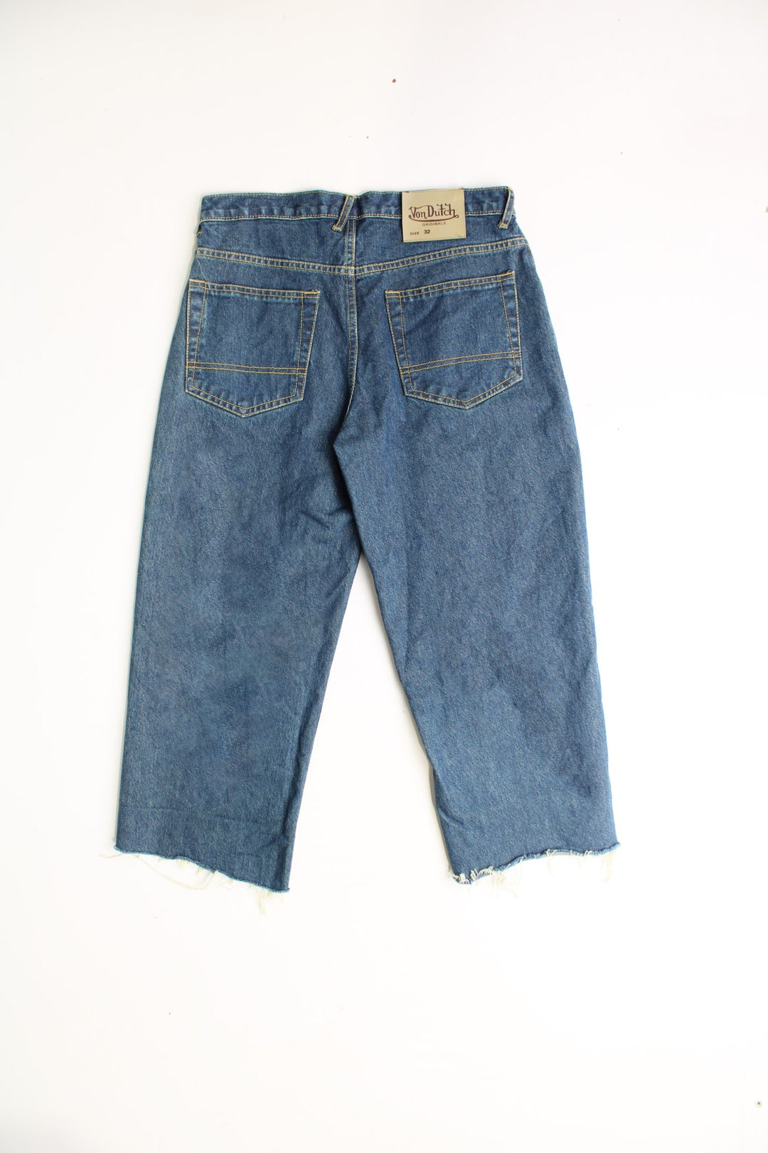 Von Dutch Blue cropped Denim jeans with spell-out Von Dutch across the front