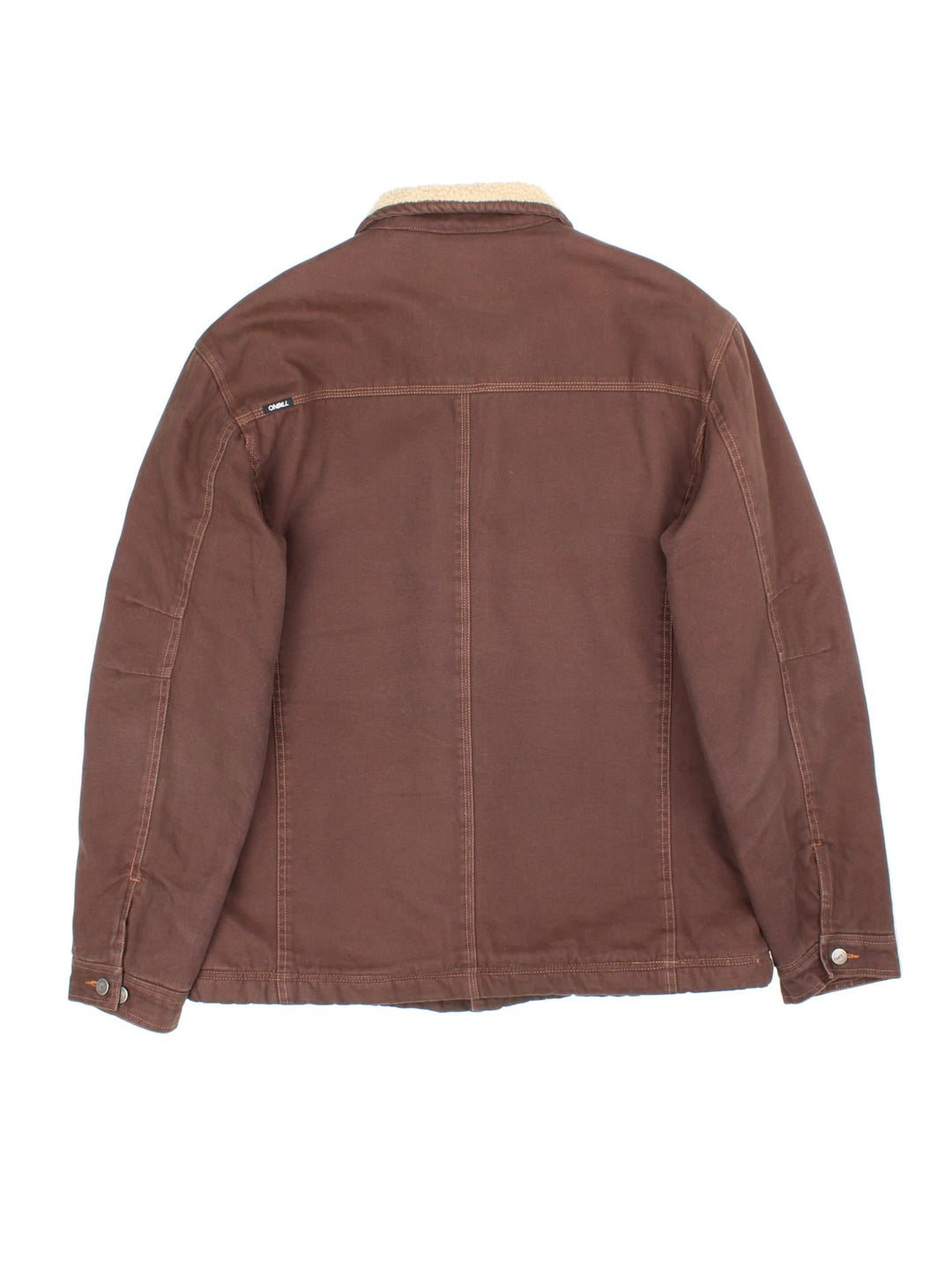 Vintage O'neill Sherpa Lined Jacket in a brown colourway. Buttons up and has multiple pockets, insulated with a sherpa lining, and has the logo embroidered on the front.