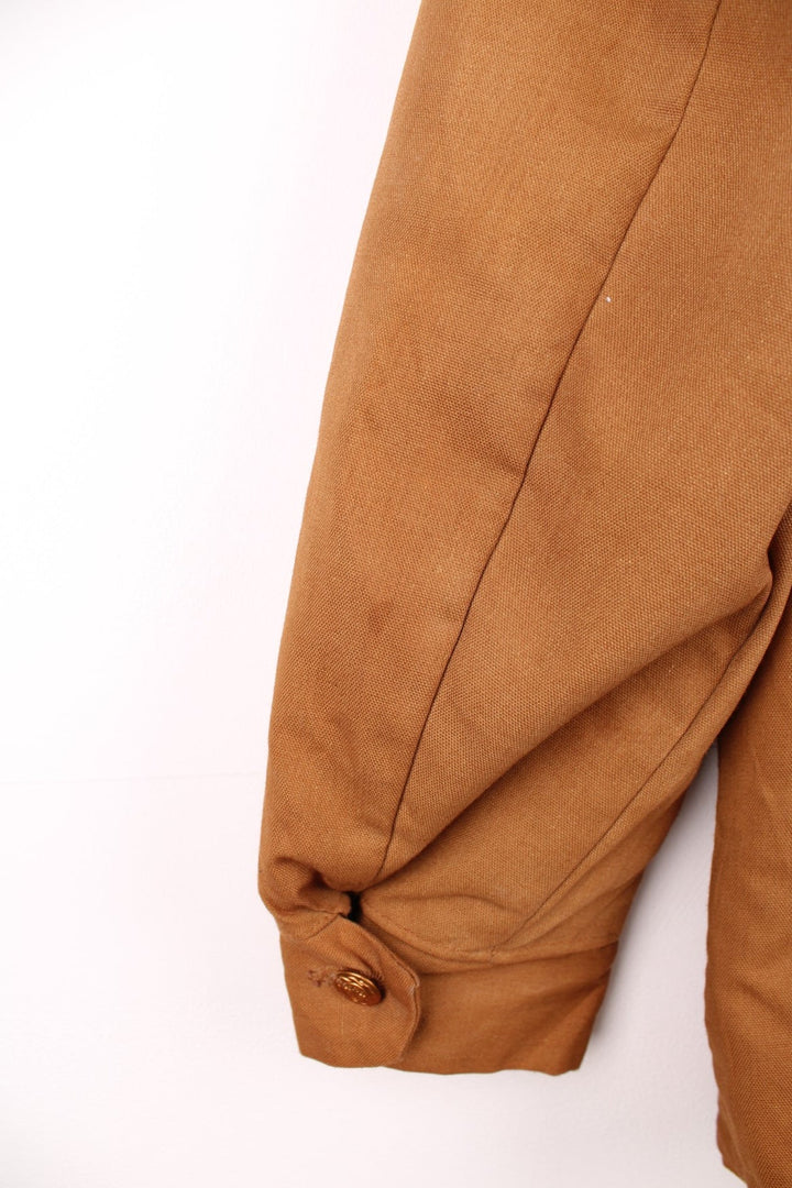 Wrangler Big Ben Jacket in a brown colourway with a corduroy collar, button up with multiple chore style pockets and has a blanket lining. 