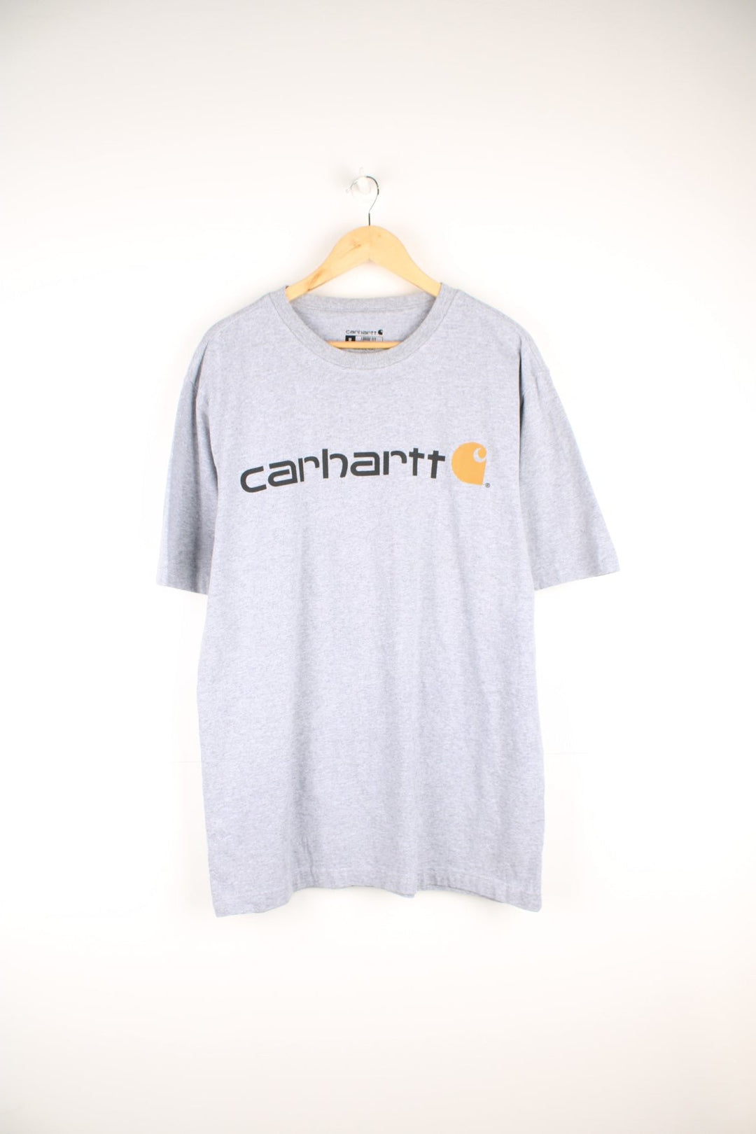 Carhartt T-Shirt in a grey colourway with the logo spell out printed across the front. 