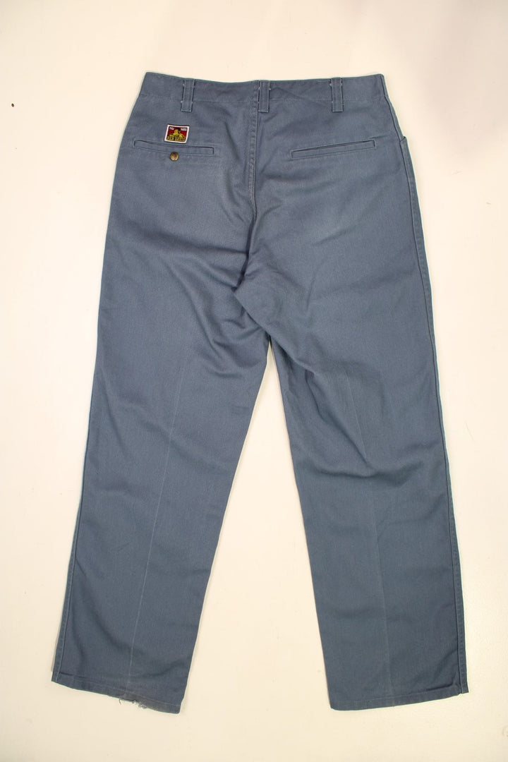 Ben Davis Workwear Trousers in blue colourway with multiple pockets and the logo embroidered on the back.