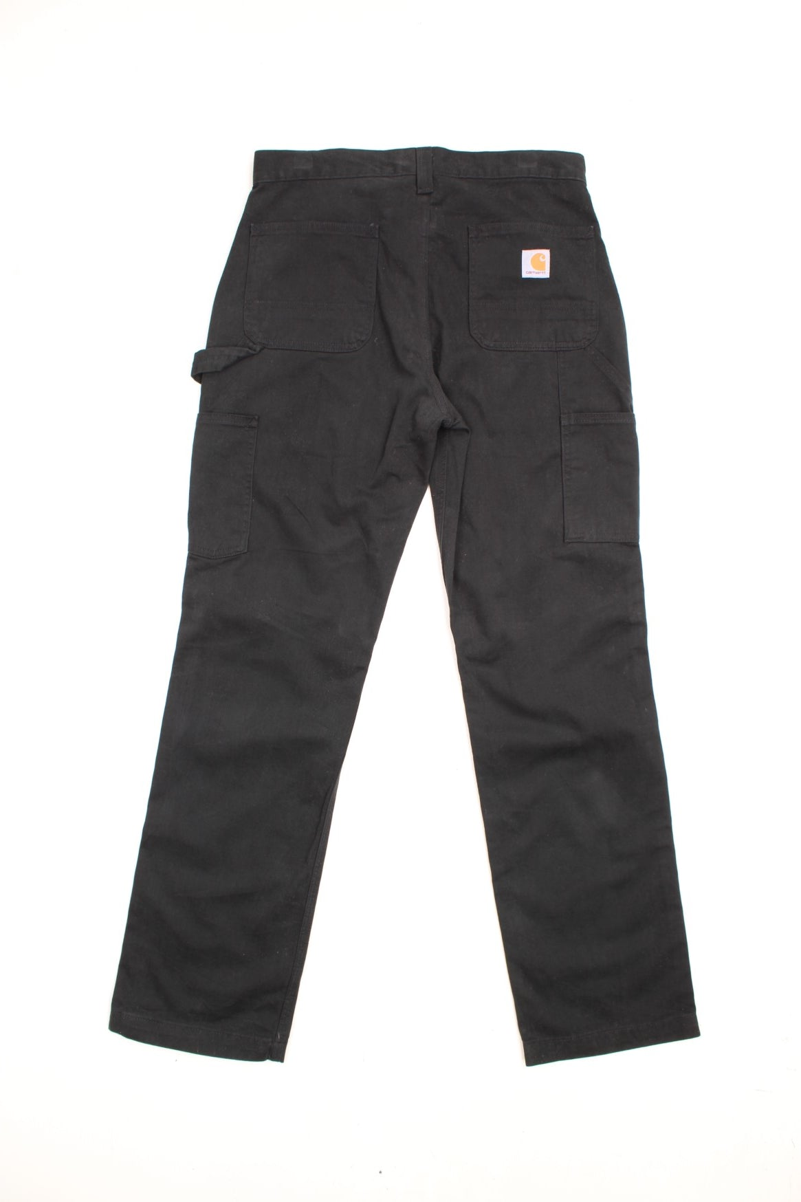 Carhartt Carpenter Trousers in a black colourway, has multiple pockets and the logo embroidered on the back.