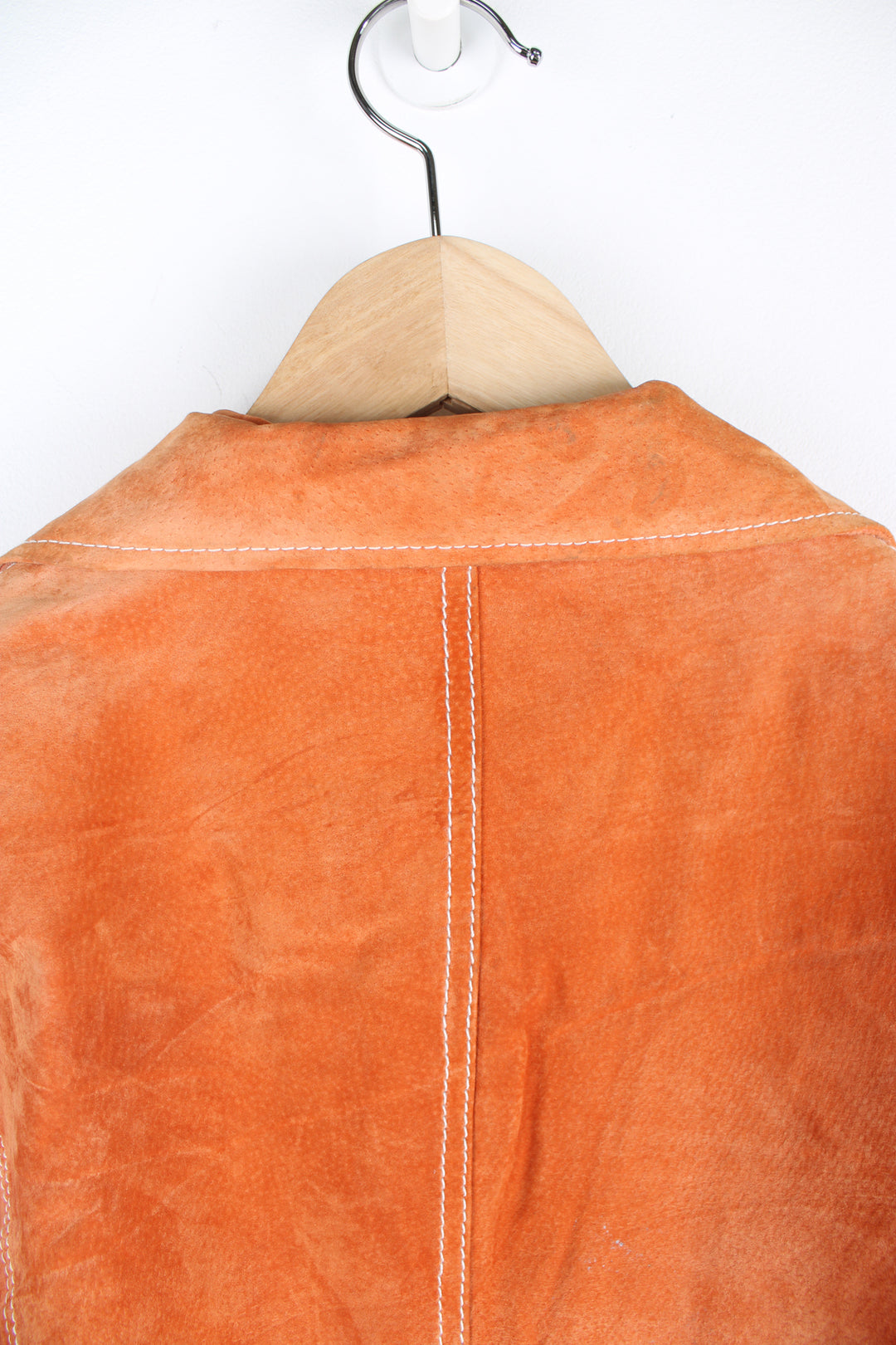 Y2K Wilsons Leather 'Maxima' orange suede blazer style jacket with white contrast stitching 