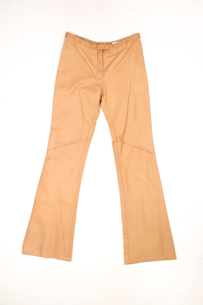 Vintage Next brown leather flares with zip fastening.