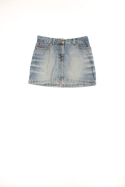Vintage Miss Sixty, Style Sharon, low rise denim mini skirt with small embroidered logo on the front and back.