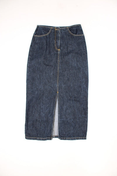 Vintage Bay denim maxi skirt with split on the front and button fastening.