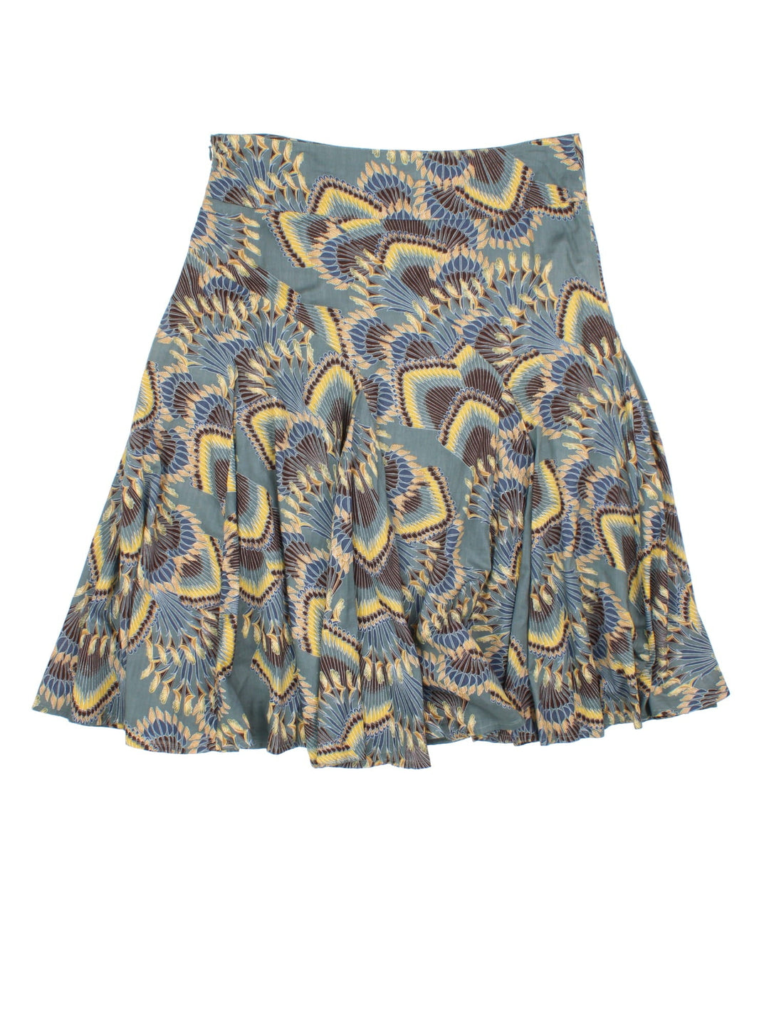 Vintage Y2K Floral Midi Skirt in blue colourway with all over floral print and side zip fastening.