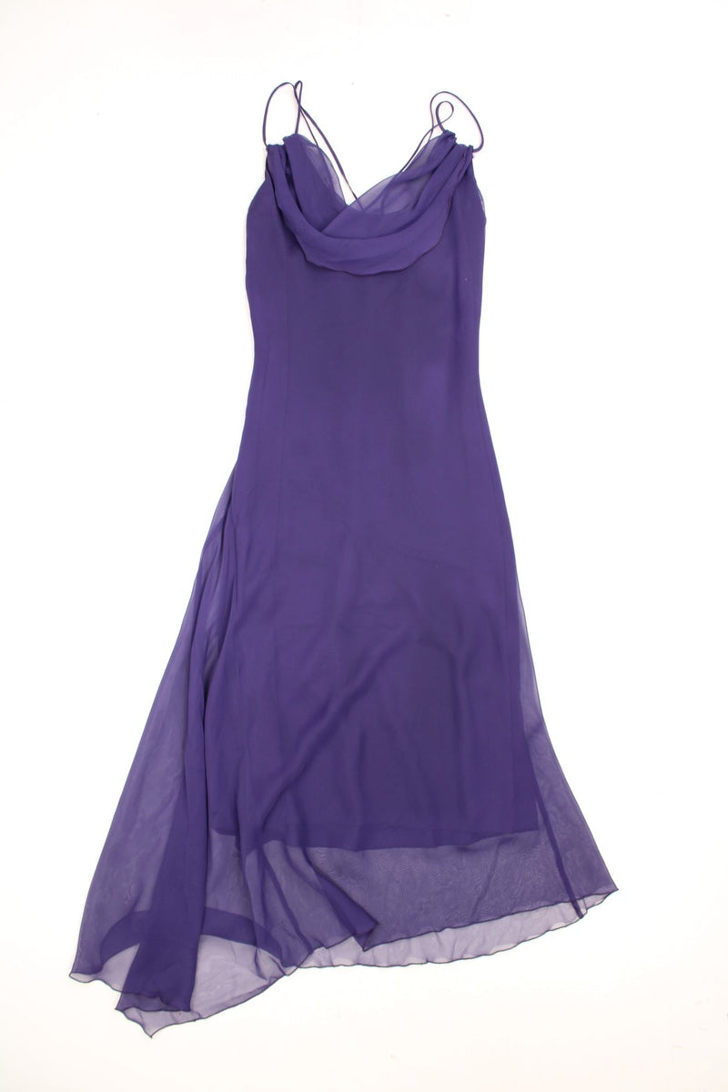 Y2K deep purple strappy maxidress by BAY -  cowl neck with an asymmetrical hem.  