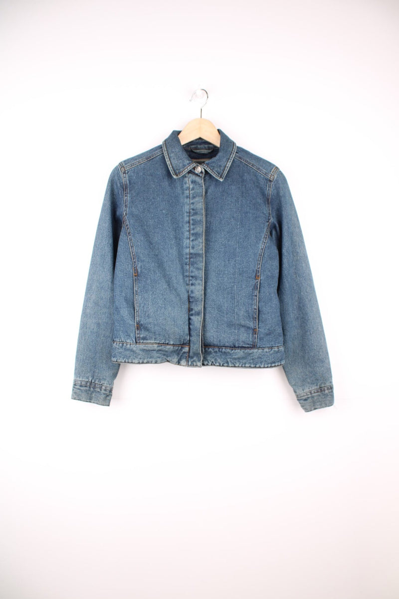 New Look blue quilt-lined denim jacket with button closure and two side pockets. 