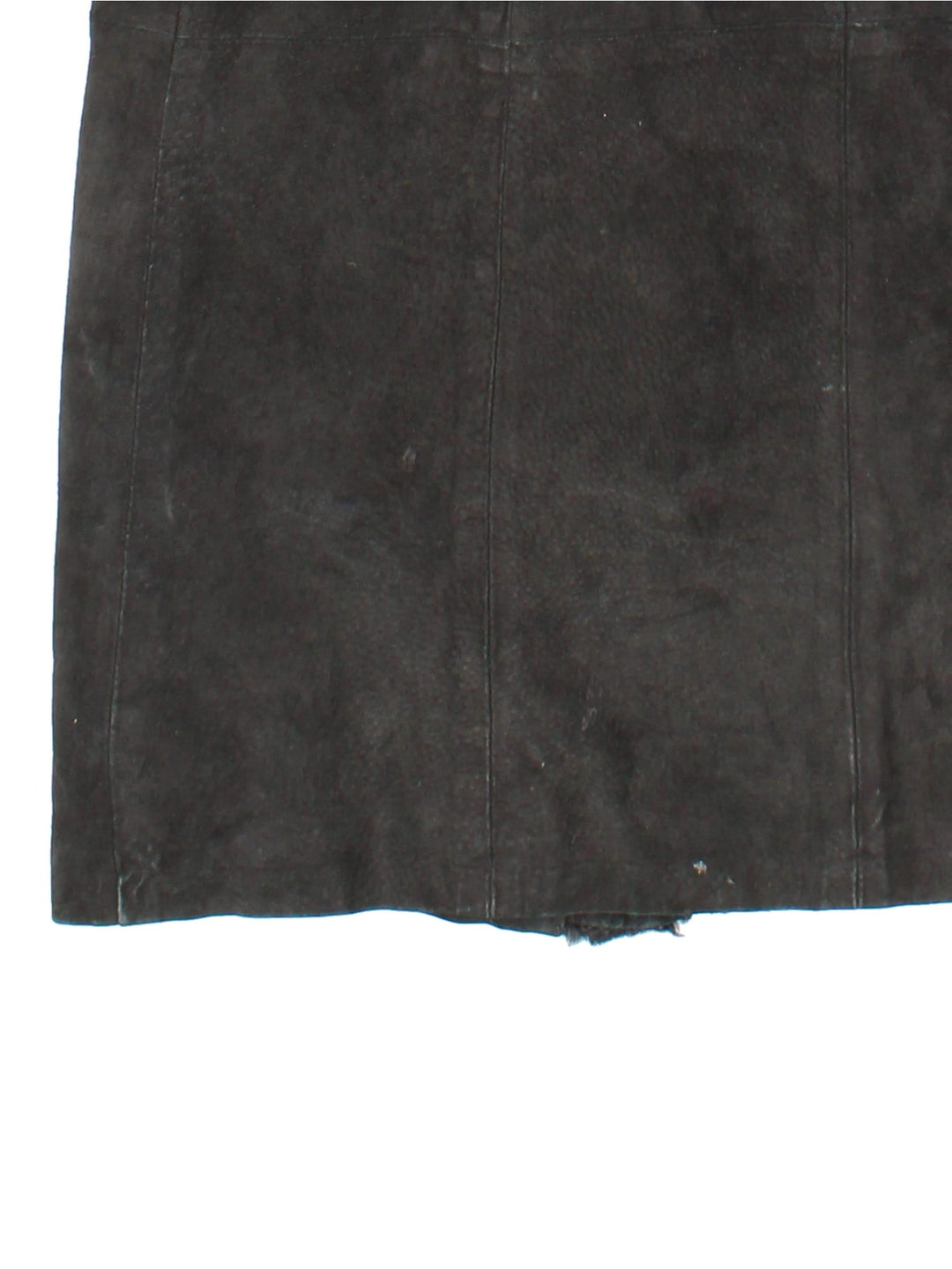 New Look suede afghan coat in black with 100% lamb's wool trim, two pockets, and hook and eye closure.