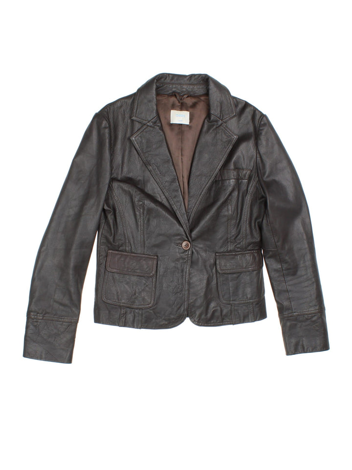 Y2K leather jacket in black with button closure by Oasis.