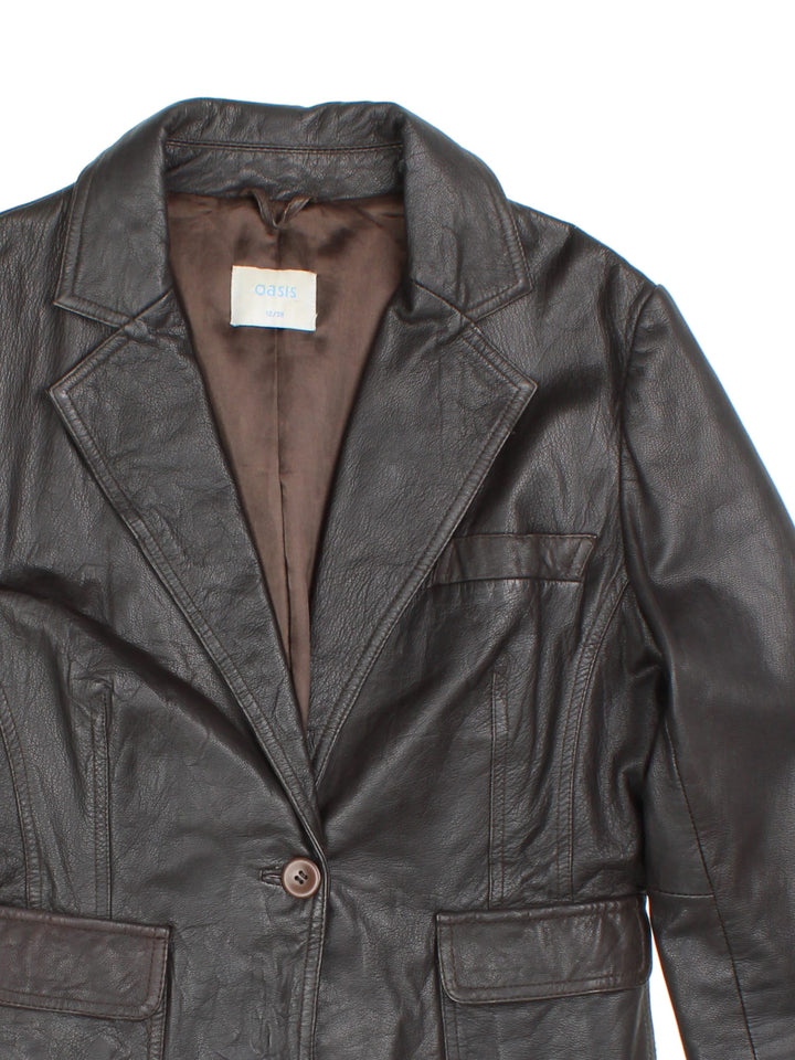 Y2K leather jacket in black with button closure by Oasis.