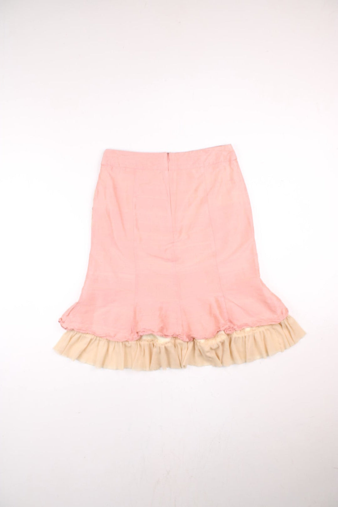 Vintage Y2K Floral skirt in pink colourway, high waisted with floral stripe pattern across the front.