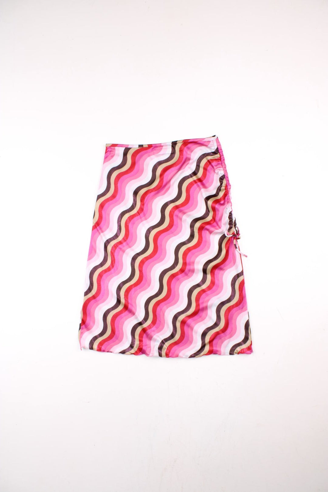 Vintage Miss Sixty Hippie skirt in pink, white and brown psychedelic colourway and has the logo embroidered on the front.