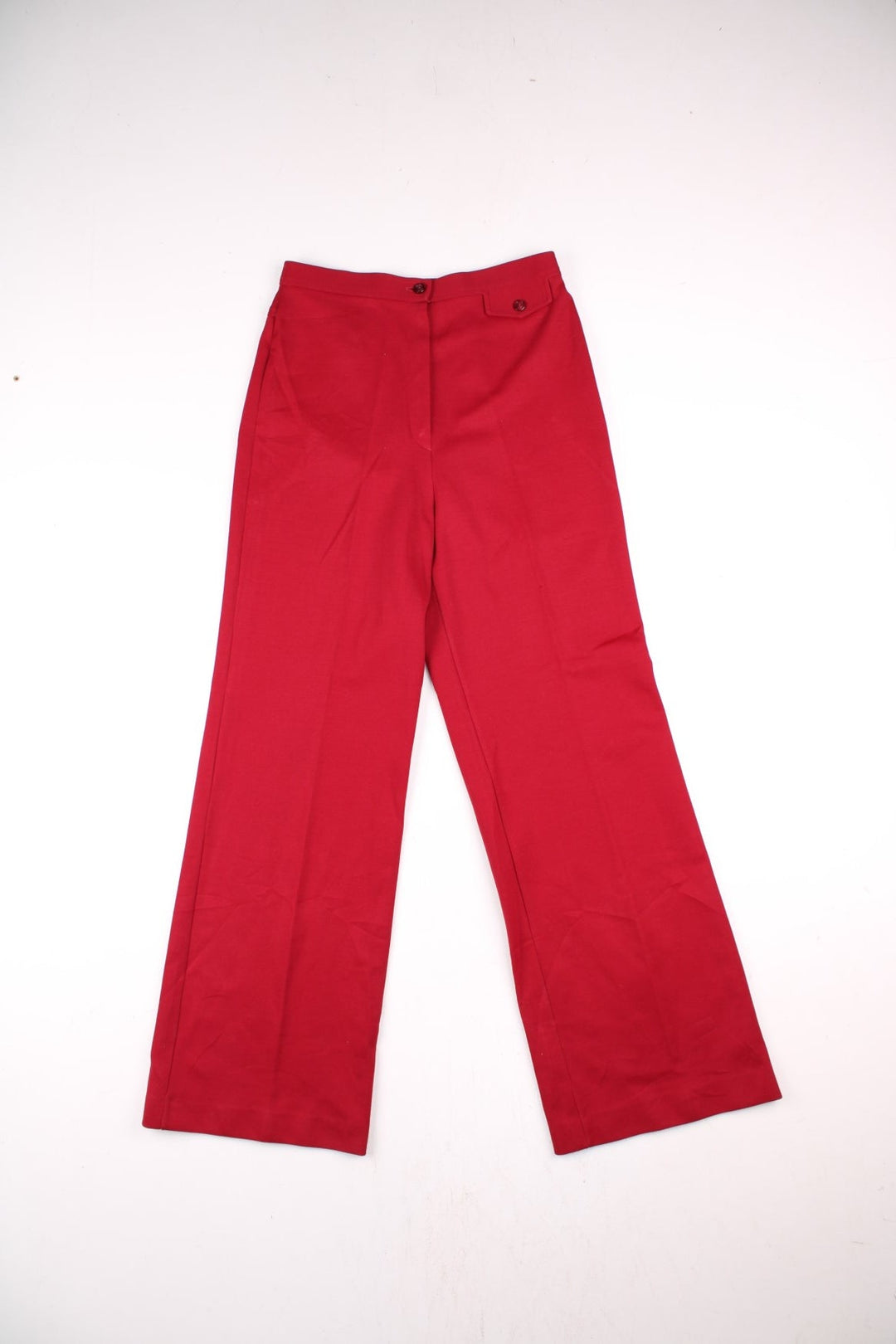 Vintage 70's Straight Leg Trousers in a red colourway, high rise trousers with no pockets and has a pinstripe feature going down the middle of the legs.