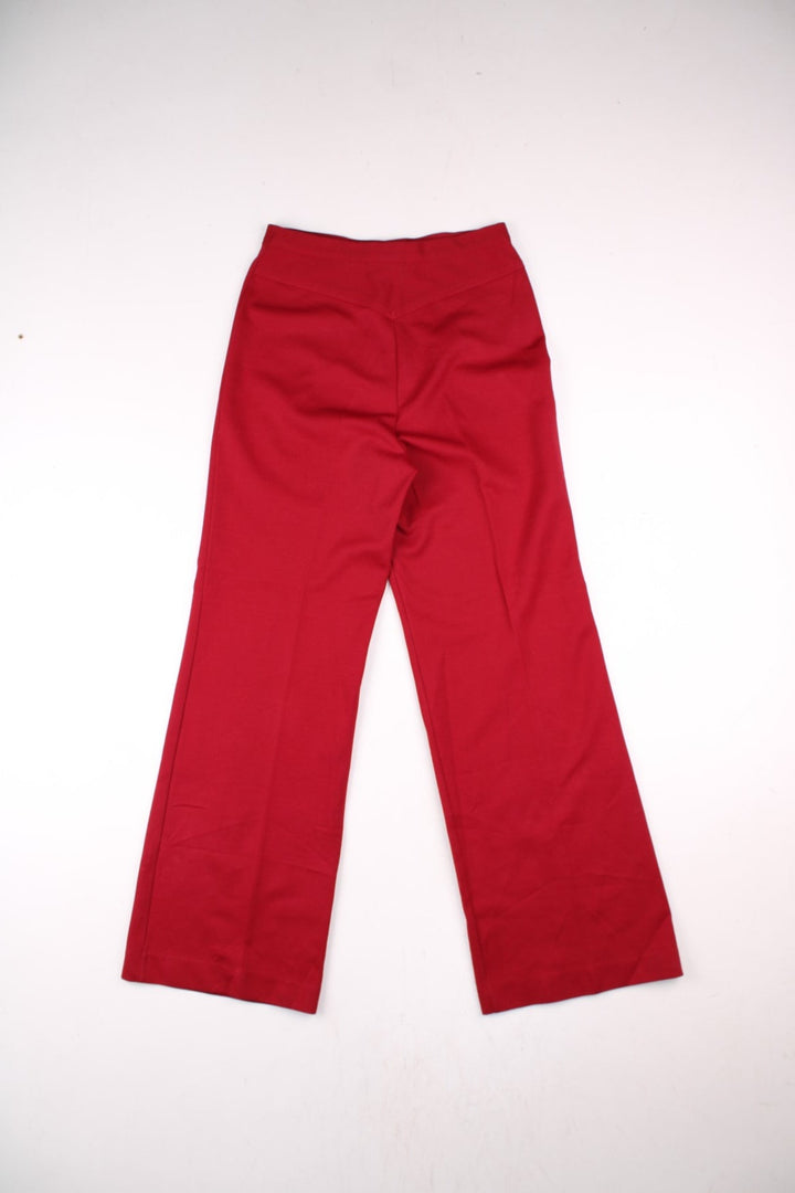 Vintage 70's Straight Leg Trousers in a red colourway, high rise trousers with no pockets and has a pinstripe feature going down the middle of the legs.