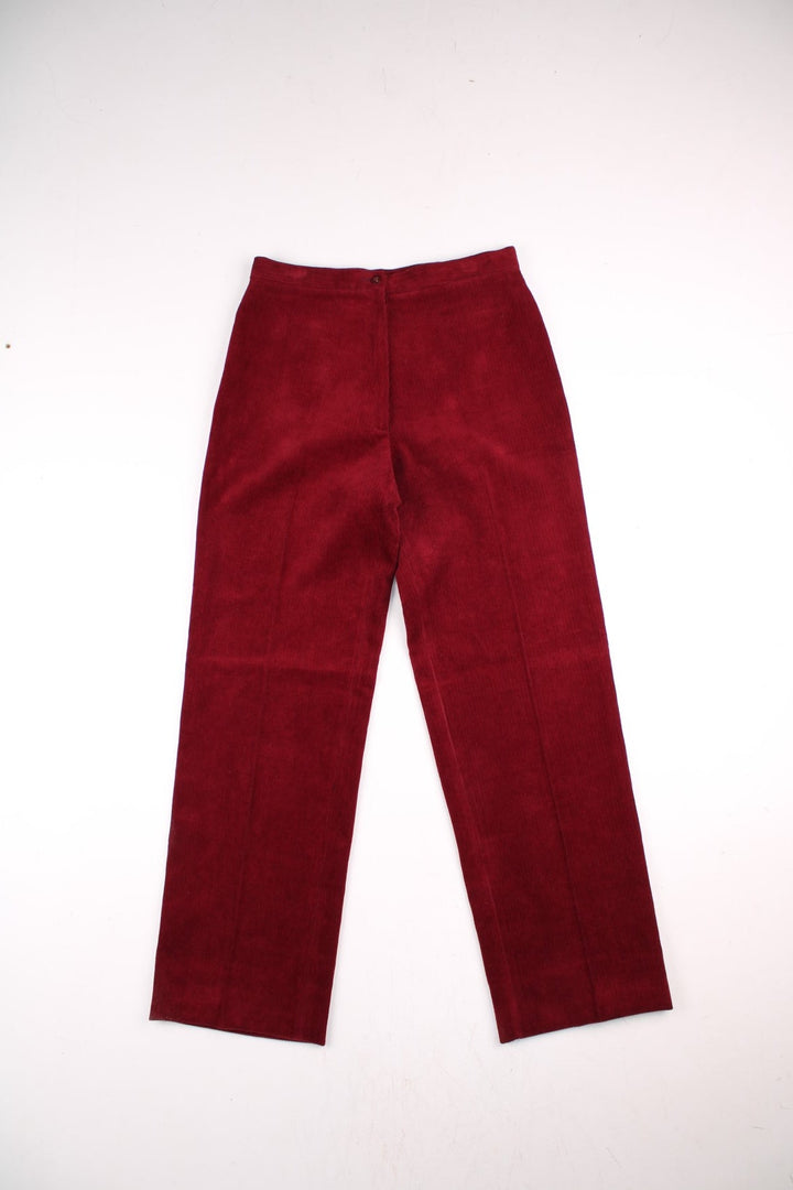 Vintage 70's Corduroy Trousers in a red colourway, high waisted trousers, plain with no pockets.