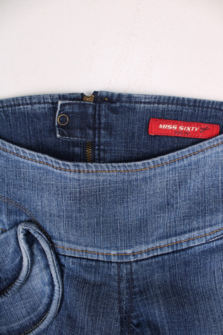 Miss Sixty jeans in blue colourway with a pocket and the logo embroidered on the back.