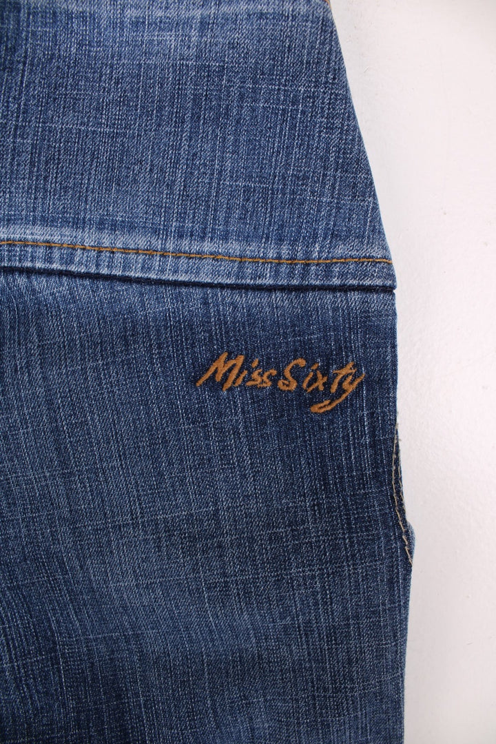 Miss Sixty jeans in blue colourway with a pocket and the logo embroidered on the back.