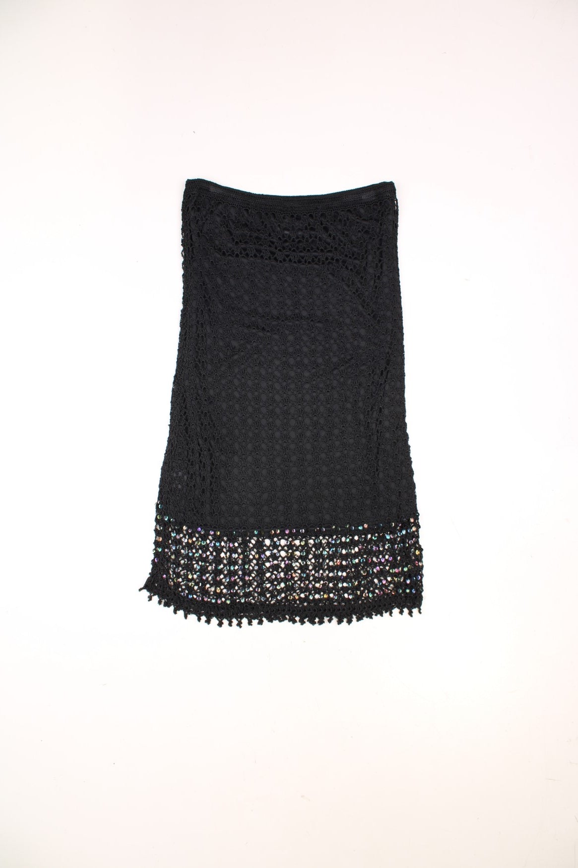 Y2K black mesh skirt by Miss Selfridge, with black underskirt and sequin detailing. 