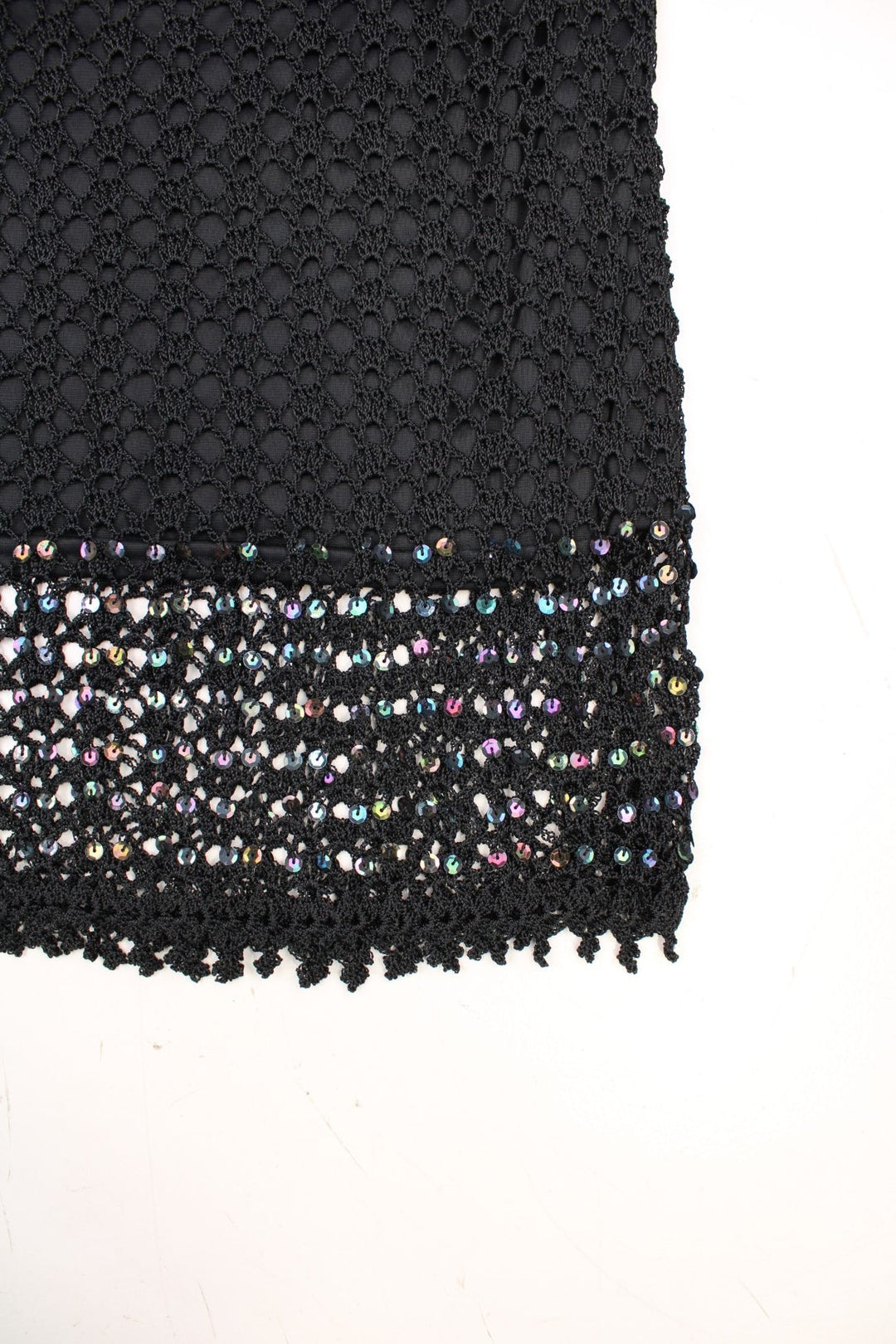 Y2K black mesh skirt by Miss Selfridge, with black underskirt and sequin detailing. 