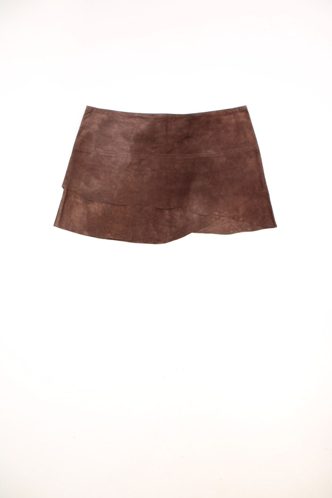 Y2K brown multilayered suede mini skirt by Jane Norman with zip closure.  