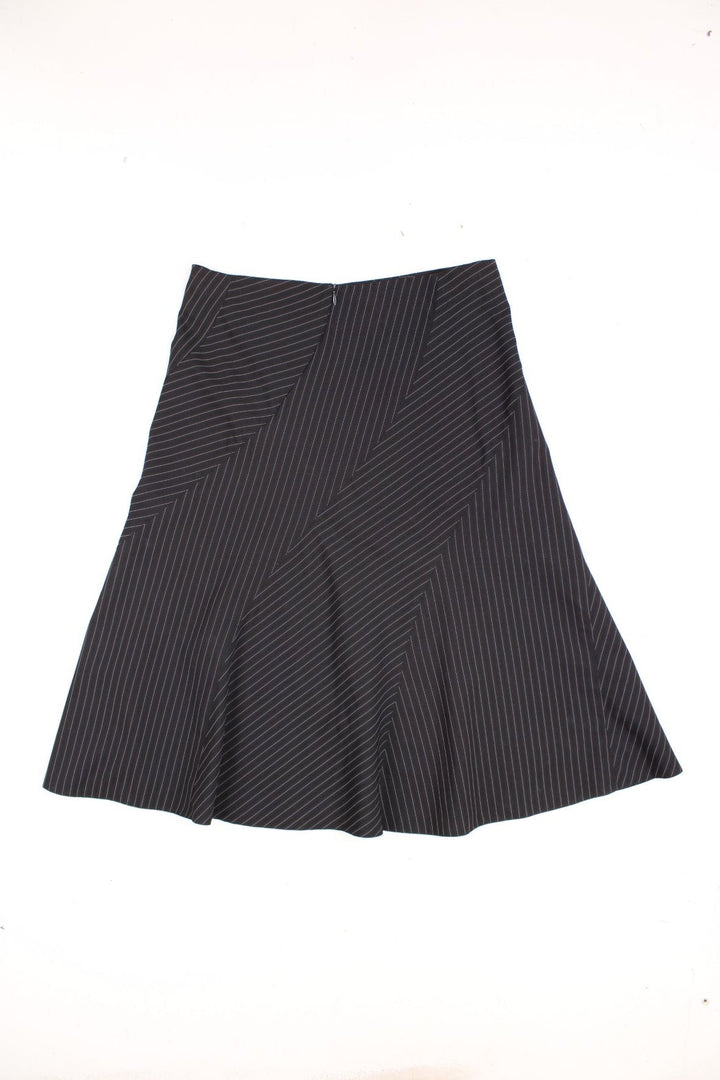 Y2K Vintage midi skirt in black with white pinstripe.