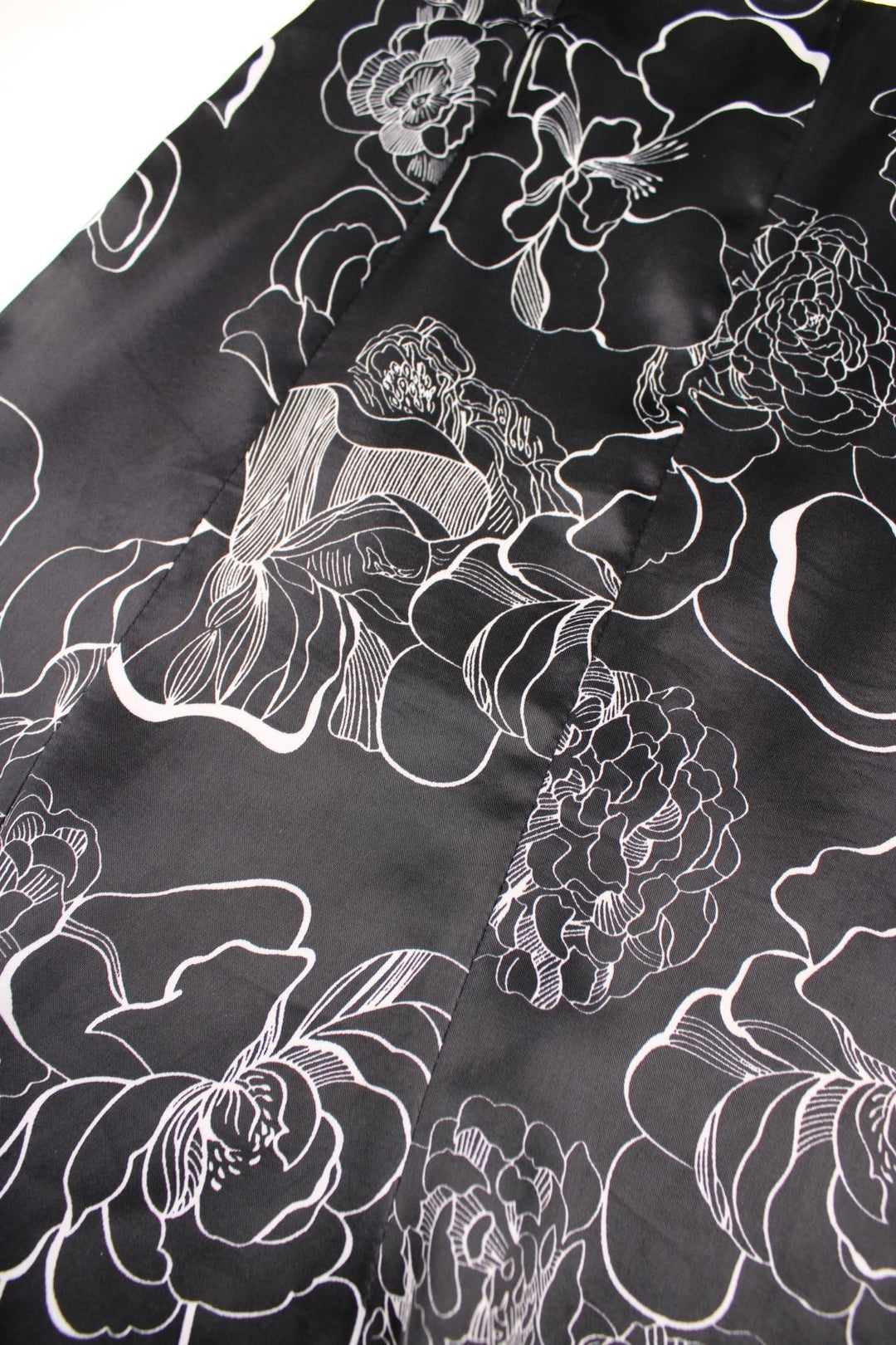 Y2K floral print black midi skirt in black.