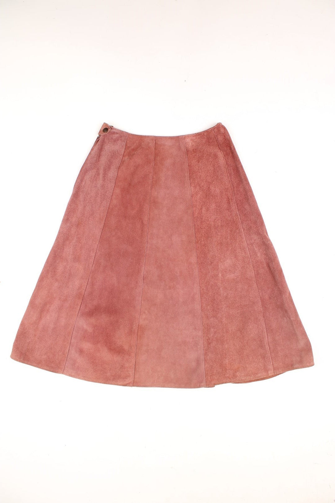 Vintage suede midi skirt in red.