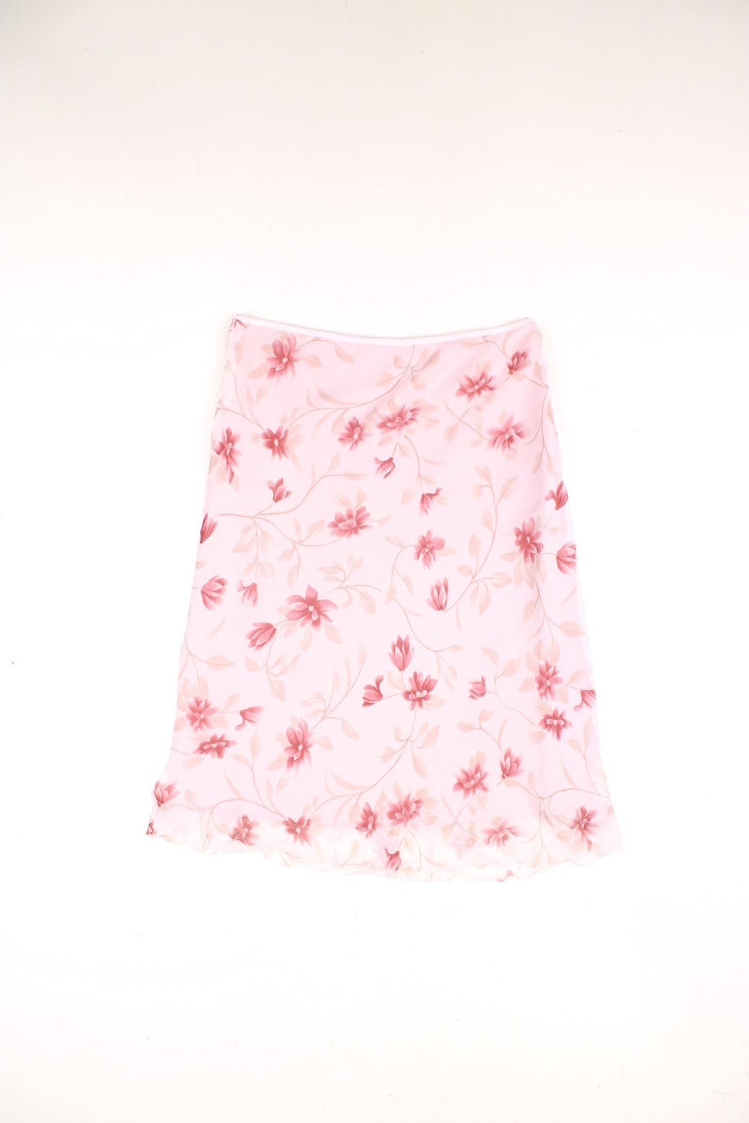 Y2K floral print midi skirt in pink.