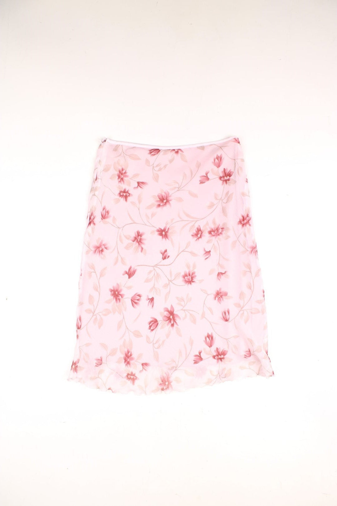 Y2K floral print midi skirt in pink.