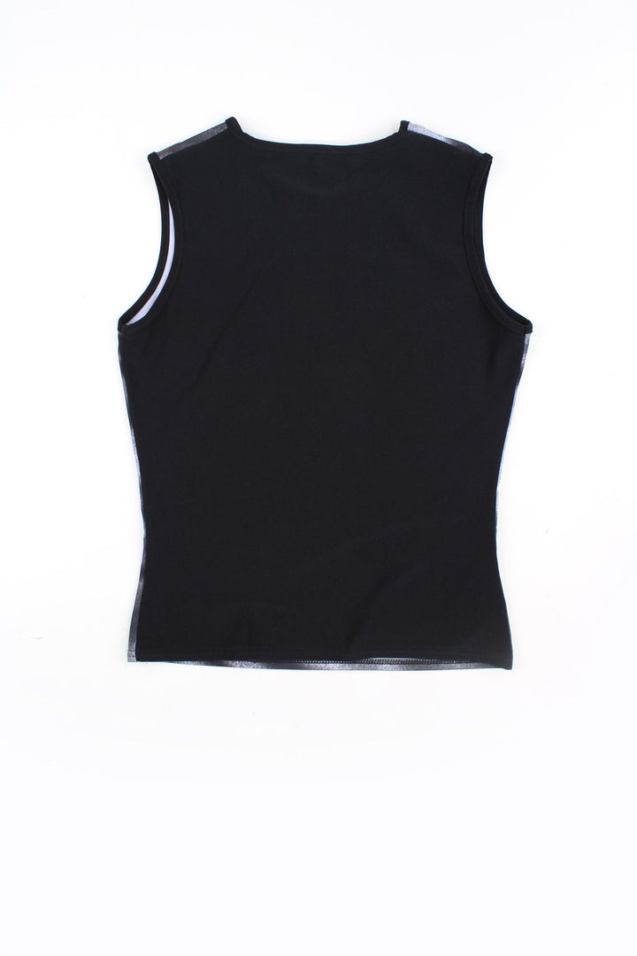 2000's New Look black stretch tank top with tiger graphic on the front