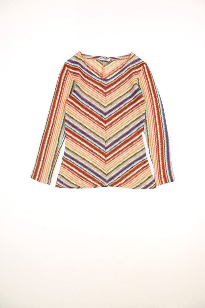 Clockhouse by C&A multicoloured woven chevron top with side slits. 