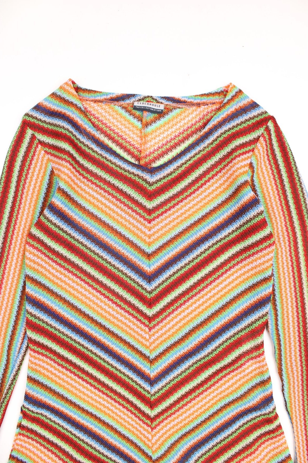 Clockhouse by C&A multicoloured woven chevron top with side slits. 