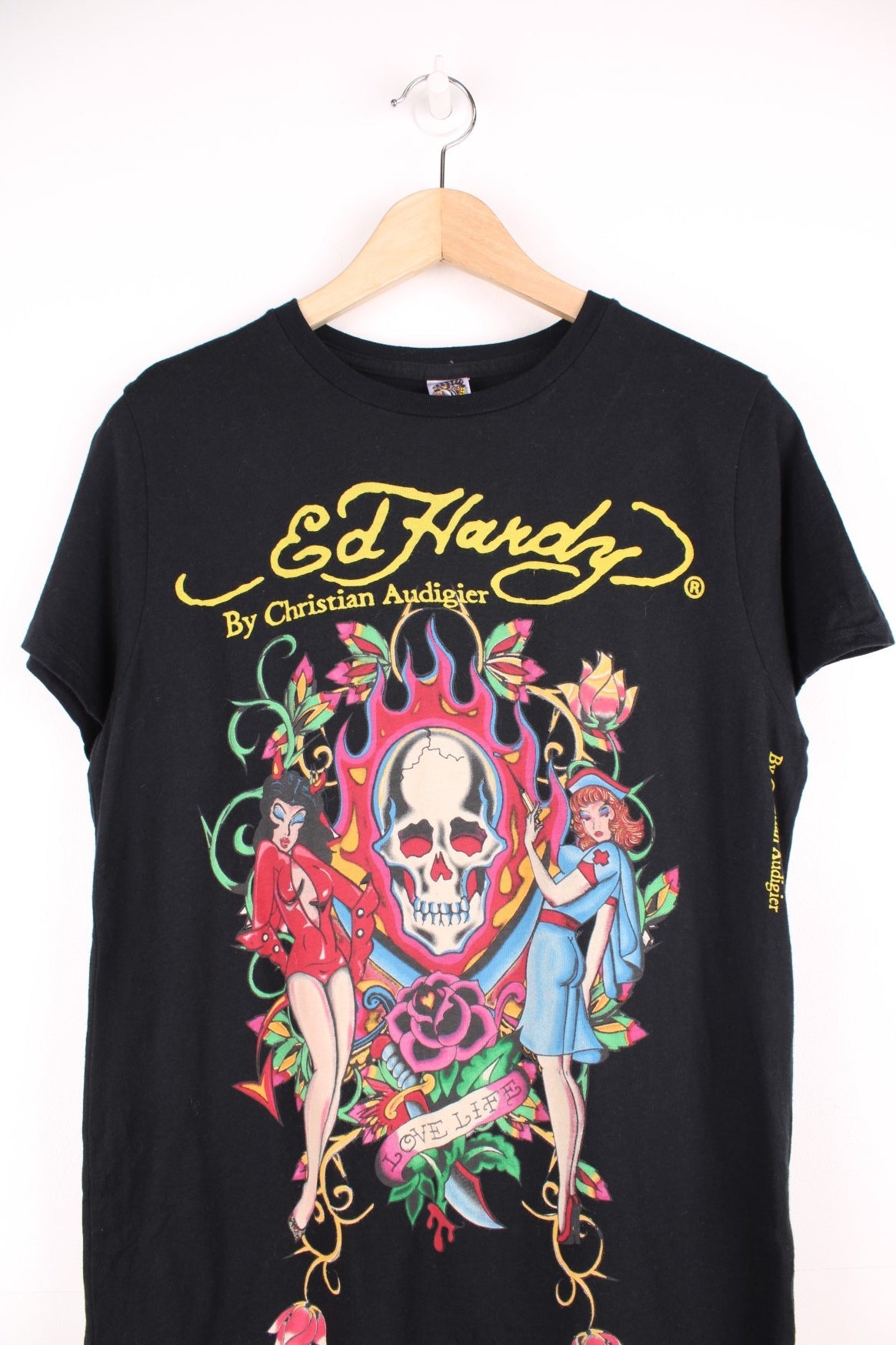 Vintage Ed Hardy by Christian Audigier T-Shirt with large graphic print on the front.