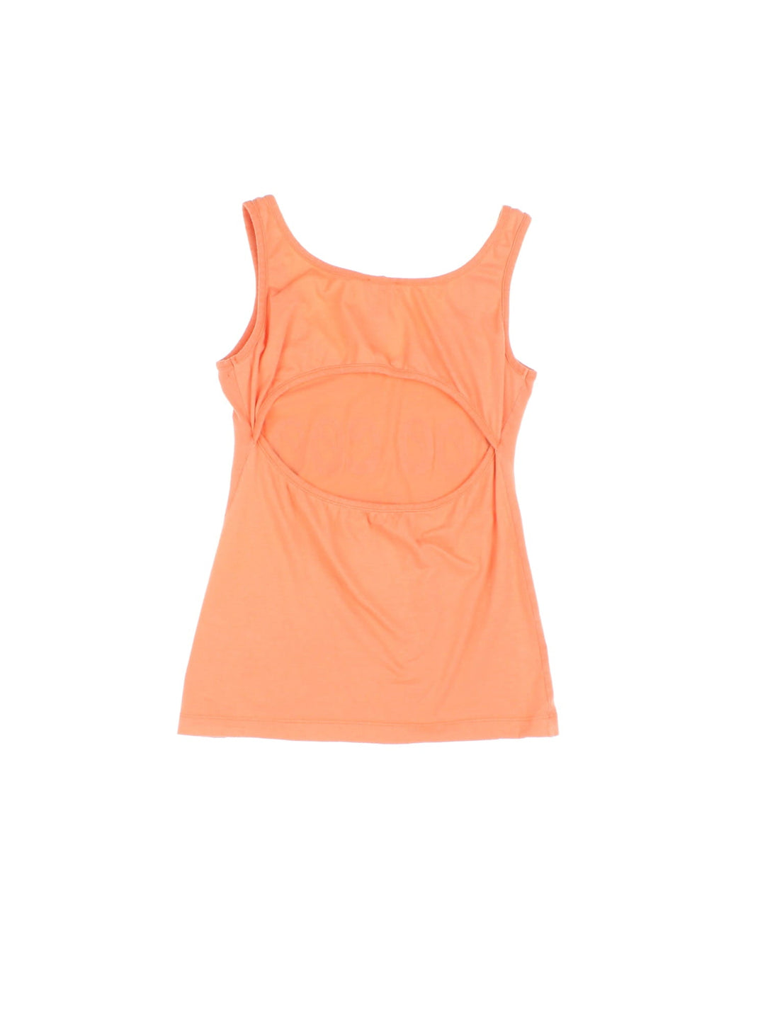 Y2K Dolce and Gabana vest top in orange with a back cutout, and beaded text on the front reading 'Too Cool For School' and a printed company logo.