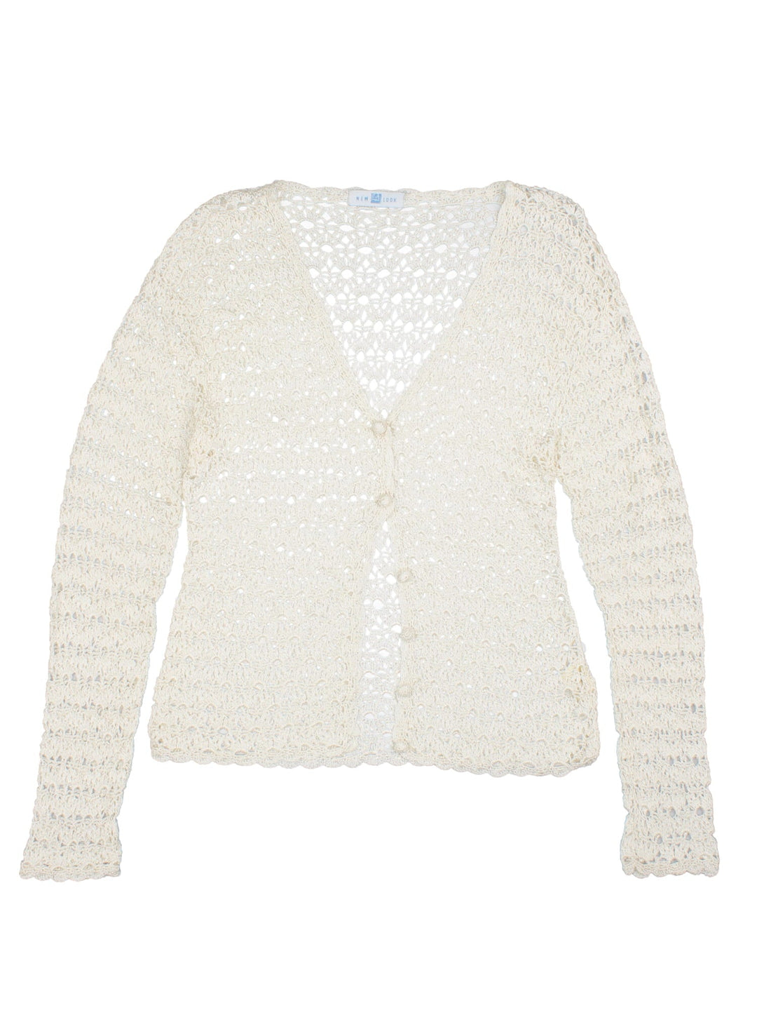 Y2K New Look crochet cardigan top in white with button closure.