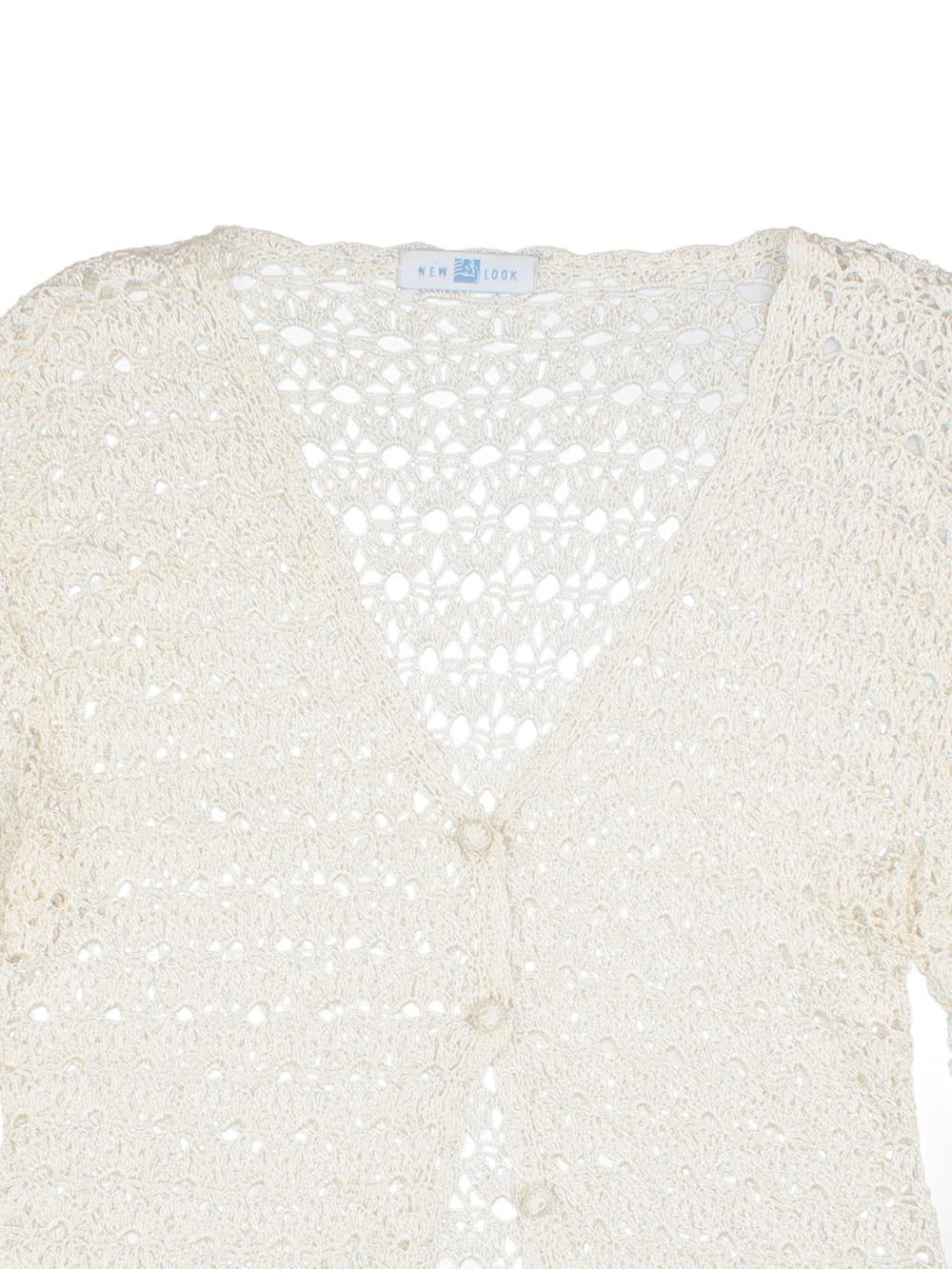 Y2K New Look crochet cardigan top in white with button closure.