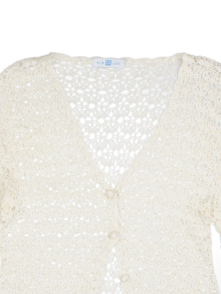 Y2K New Look crochet cardigan top in white with button closure.